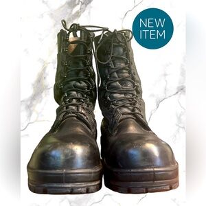 "BATES" LEATHER & CANVAS INSULATED SIDE ZIP TACTICAL MILITARY STYLE BOOTS 11 M